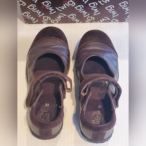 Twig Lauren Brown Leather & Suede Mary Jane Shoe Girls Size 13 (31)
